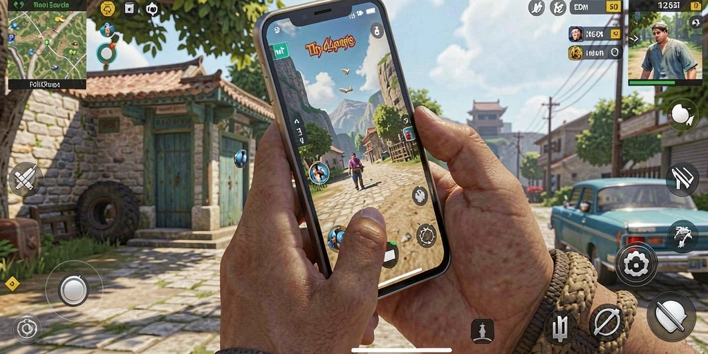 Screenshot menampilkan level pertama dengan grafis cerah.